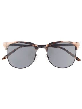 QUAY Evasive Sunglasses Milky Tortoise Black Half Rim Frame Smoke Lens Unisex